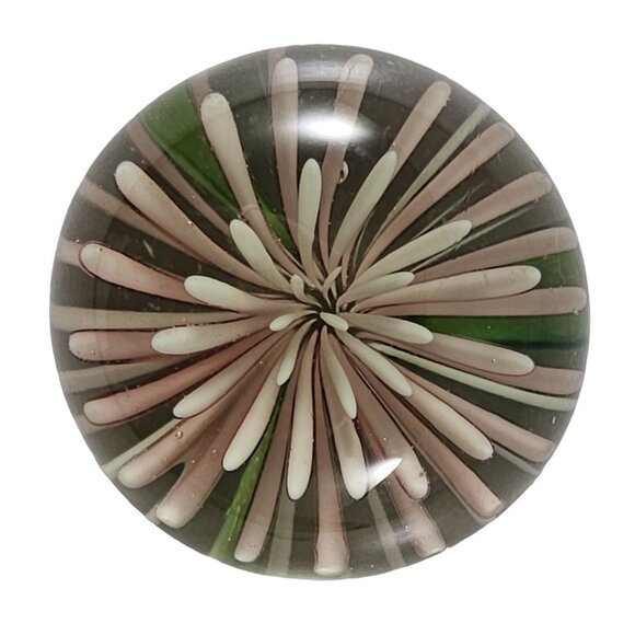 Handmade Glass Flower Paperweight Pink Clover Flower 1.75 Inch Diameter - Picture 1 of 8